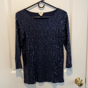 Black Sequins J. Crew Top